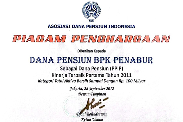 Piagam Penghargaan Kinerja Terbaik 2011