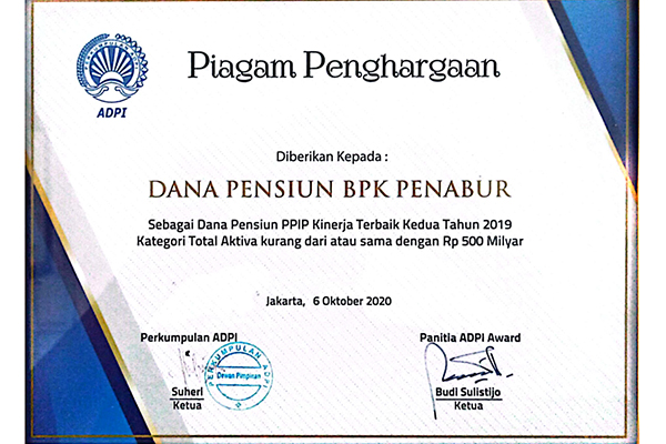 Piagam Penghargaan Kinerja Terbaik 2019